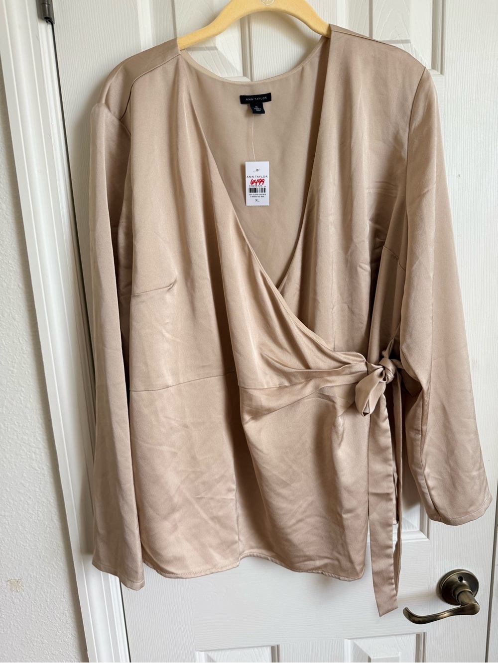 Ann Taylor Taupe Wrap Blouse Jacket